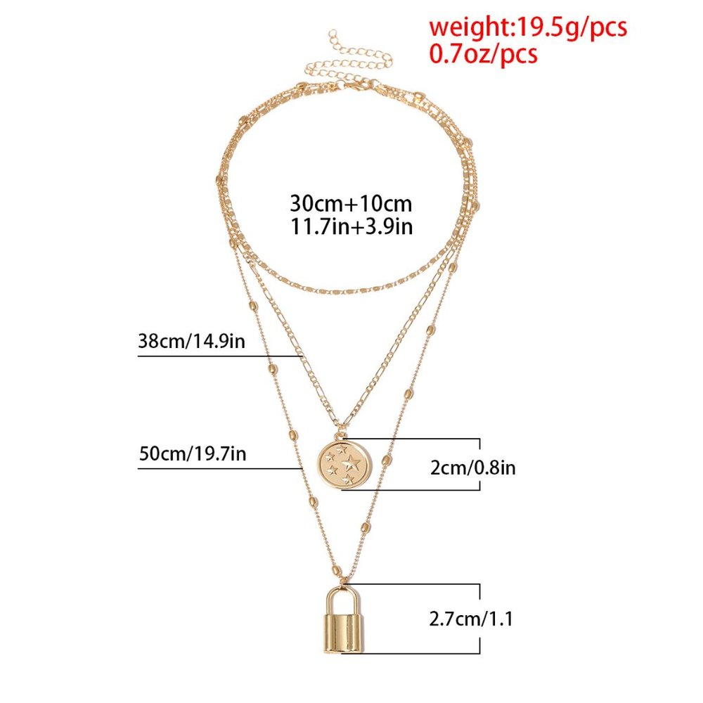 💕LAST ONE Lock Star Coin layered Necklace - Picture 7 of 10